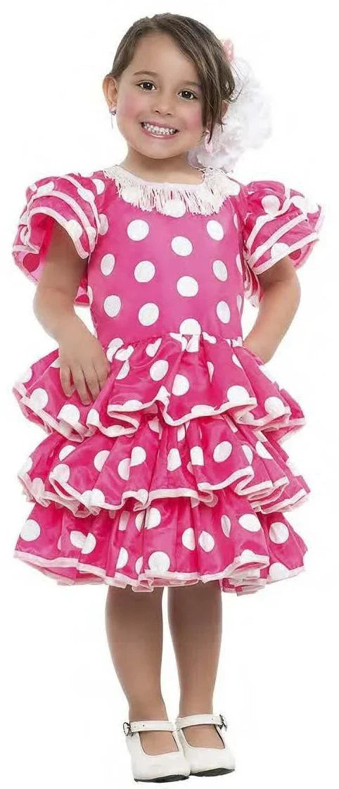 Disfraz de Sevillana Rosa para Niña Sevillanas Kimokawaii